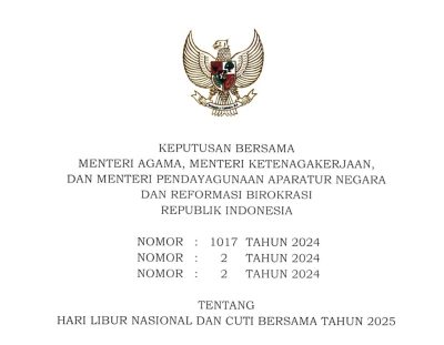 Hari Libur Nasional dan Cuti Bersama 2025